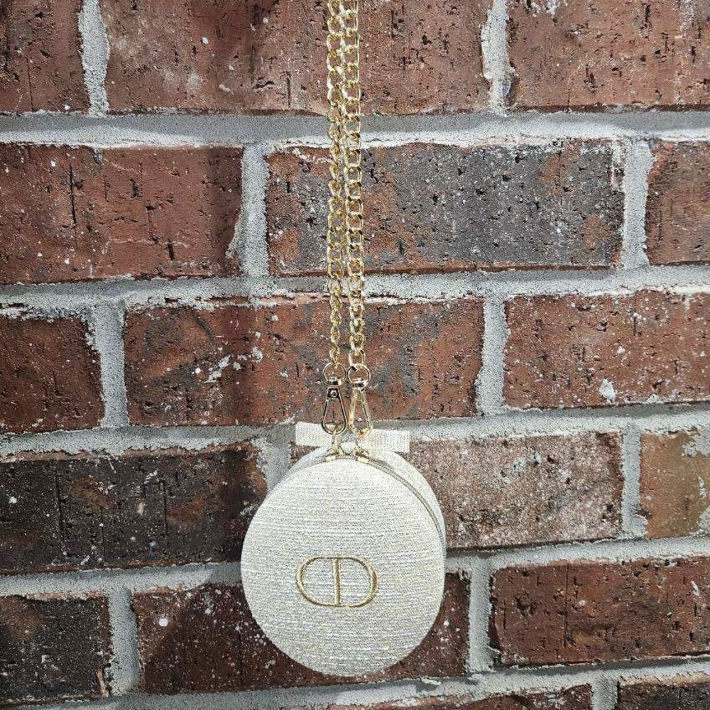 Gold Dior round bag with gold Chain - Picture 1 of 4